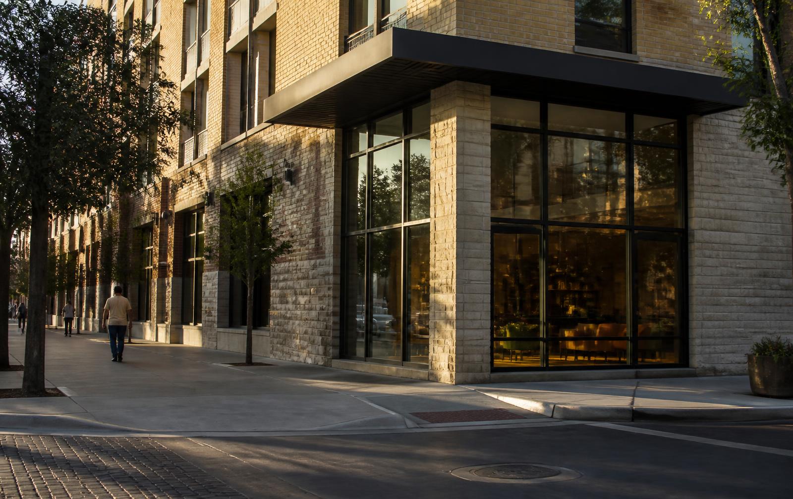 A San Antonio street corner in late afternoon light